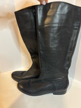 Arturo Chiang Black Leather -Knee High Riding Boots